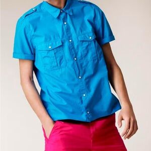 Men's Burberry Blue Short Sleeve Shirt